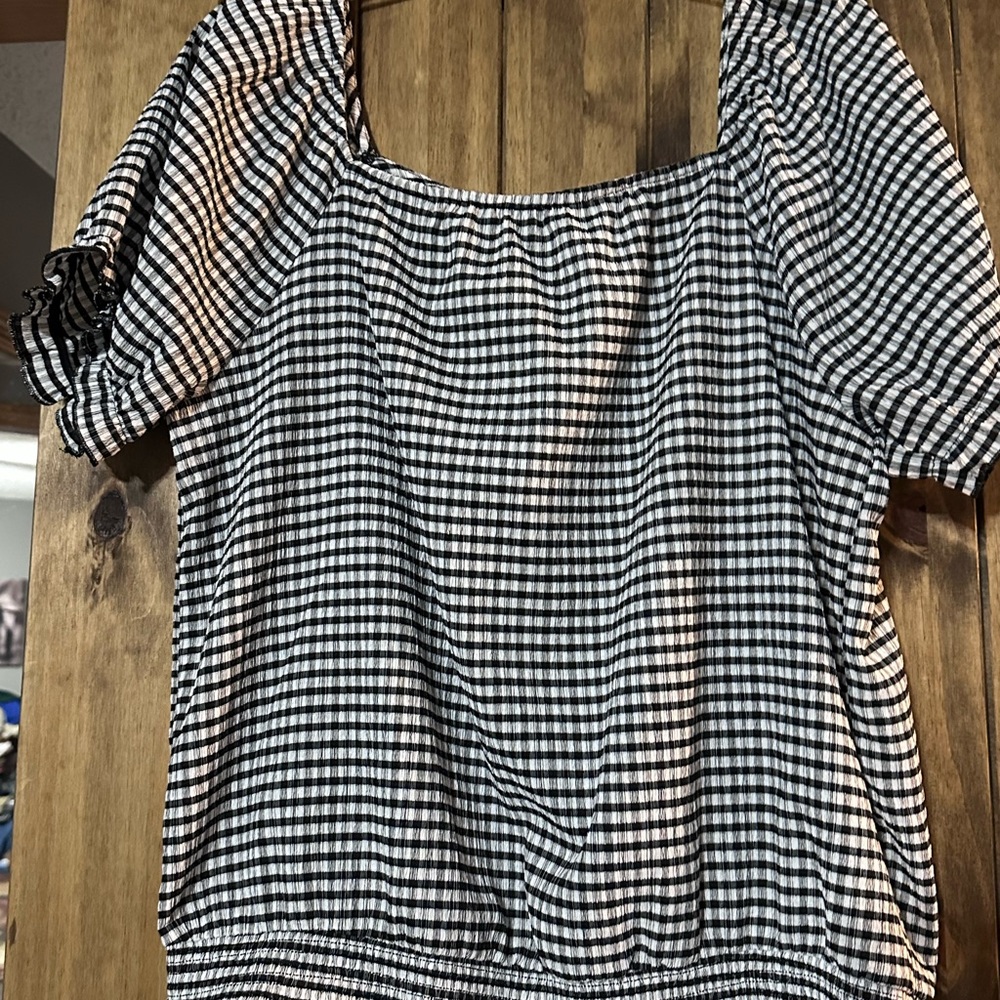Cato Black and White Gingham Blouse